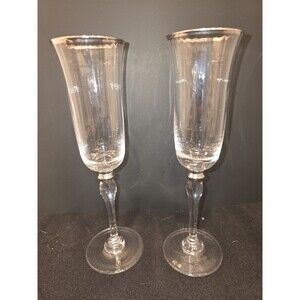 Set Of 2 Block Crystal Platinum Ball/Optic  Champagne Flute